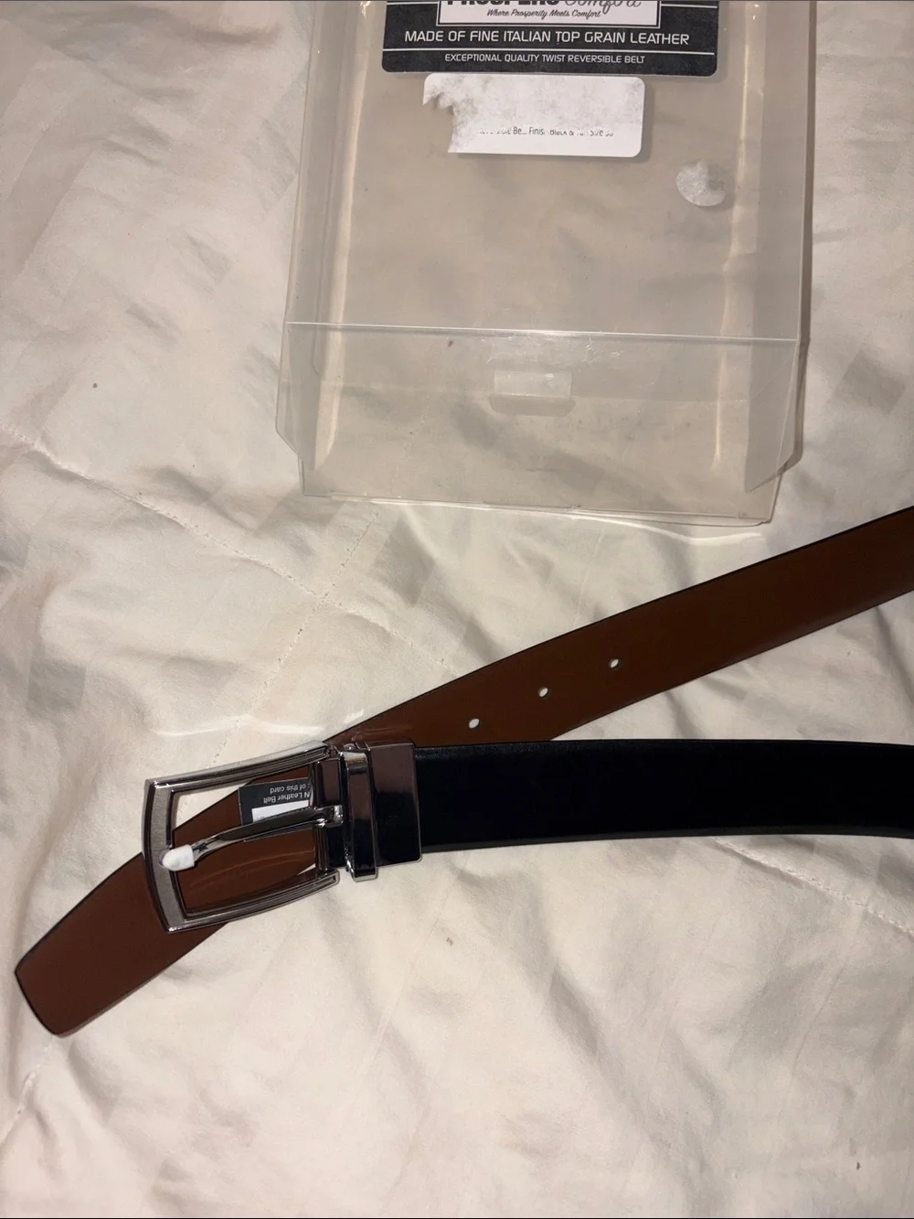 Brand New Men’s Prospero Black Italian Leather Belt with Silver Buckle
